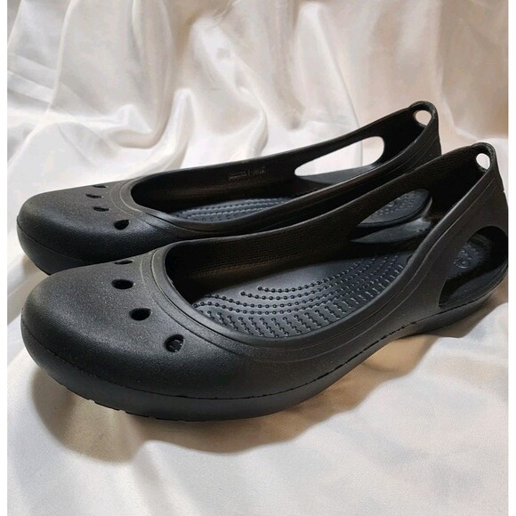 CROCS Black Kadee Ballet Flats Women's Size 11 Slip On Round Toe Casual Shoes - Picture 1 of 10
